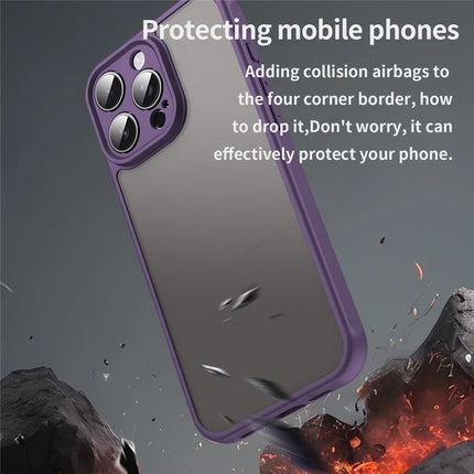 For iPhone 16 Pro Max Phone Case Drop Proof Airbags Frosted Translucent PC + TPU Back Cover