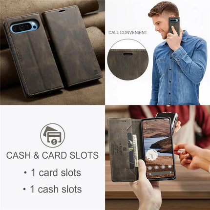 For Google Pixel 9 Pro / Google Pixel 9 Wallet Case AUTSPACE A01 Leather Stand Cover with RFID Blocking Card Holder