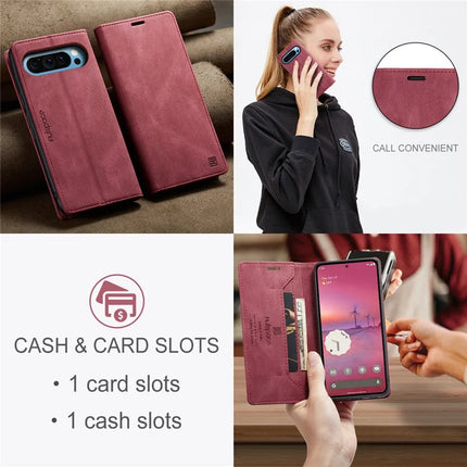 For Google Pixel 9 Pro / Google Pixel 9 Wallet Case AUTSPACE A01 Leather Stand Cover with RFID Blocking Card Holder