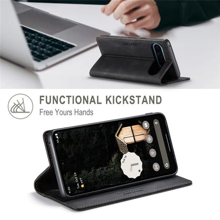 For Google Pixel 9 Pro XL Wallet Case AUTSPACE A01 Leather Stand Cover with RFID Blocking Card Holder