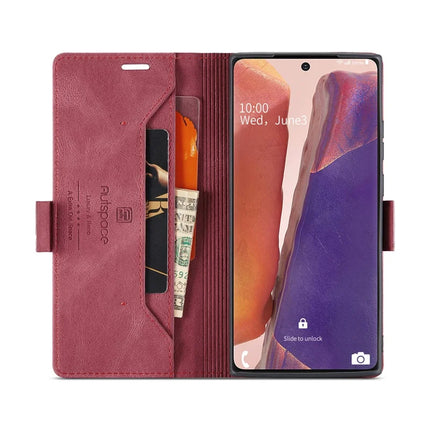 For Samsung Galaxy Note20 Wallet Case AUTSPACE A01 Leather Stand Cover with RFID Blocking Card Holder