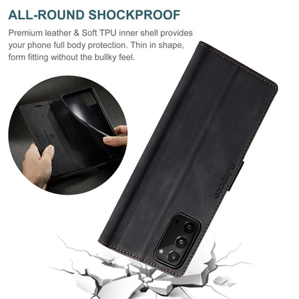 For Samsung Galaxy Note20 Wallet Case AUTSPACE A01 Leather Stand Cover with RFID Blocking Card Holder