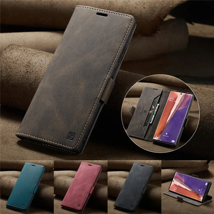 For Samsung Galaxy Note20 Wallet Case AUTSPACE A01 Leather Stand Cover with RFID Blocking Card Holder