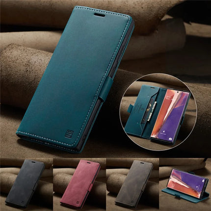 For Samsung Galaxy Note20 Wallet Case AUTSPACE A01 Leather Stand Cover with RFID Blocking Card Holder
