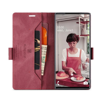 For Samsung Galaxy Note 10 Plus 4G Wallet Case AUTSPACE A01 Leather Stand Cover with RFID Blocking Card Holder