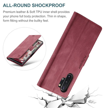 For Samsung Galaxy Note 10 Plus 4G Wallet Case AUTSPACE A01 Leather Stand Cover with RFID Blocking Card Holder