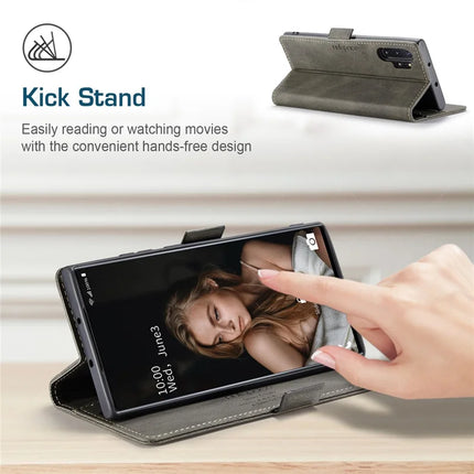 For Samsung Galaxy Note 10 Plus 4G Wallet Case AUTSPACE A01 Leather Stand Cover with RFID Blocking Card Holder