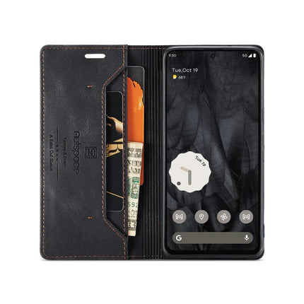 For Google Pixel 8 Pro Wallet Case AUTSPACE A01 Leather Stand Cover with RFID Blocking Card Holder