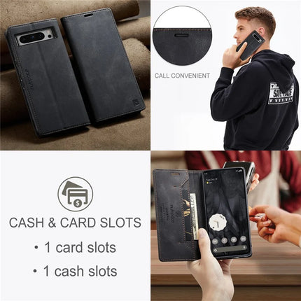 For Google Pixel 8 Pro Wallet Case AUTSPACE A01 Leather Stand Cover with RFID Blocking Card Holder