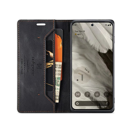 For Google Pixel 8 Wallet Case AUTSPACE A01 Leather Stand Cover with RFID Blocking Card Holder