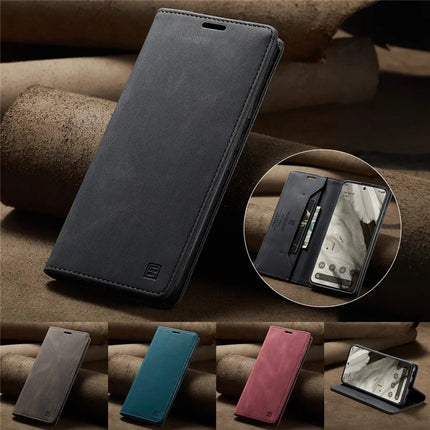For Google Pixel 8 Wallet Case AUTSPACE A01 Leather Stand Cover with RFID Blocking Card Holder