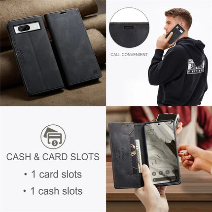 For Google Pixel 8 Wallet Case AUTSPACE A01 Leather Stand Cover with RFID Blocking Card Holder