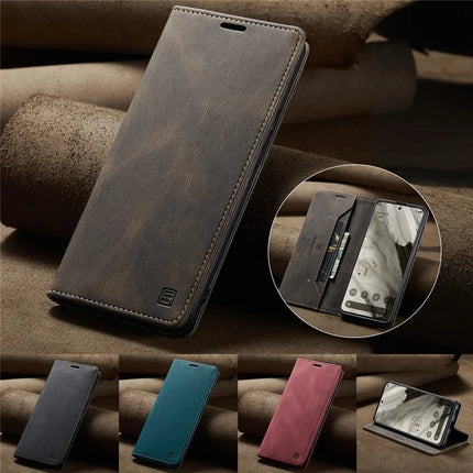 For Google Pixel 8 Wallet Case AUTSPACE A01 Leather Stand Cover with RFID Blocking Card Holder