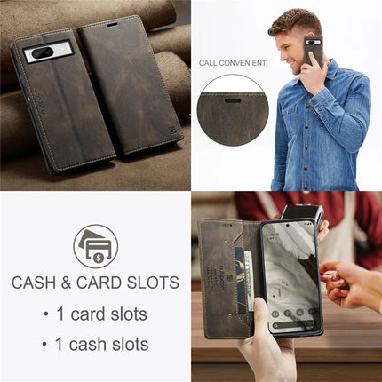 For Google Pixel 8 Wallet Case AUTSPACE A01 Leather Stand Cover with RFID Blocking Card Holder