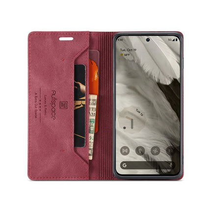 For Google Pixel 8 Wallet Case AUTSPACE A01 Leather Stand Cover with RFID Blocking Card Holder