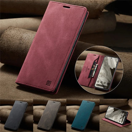 For Google Pixel 8 Wallet Case AUTSPACE A01 Leather Stand Cover with RFID Blocking Card Holder