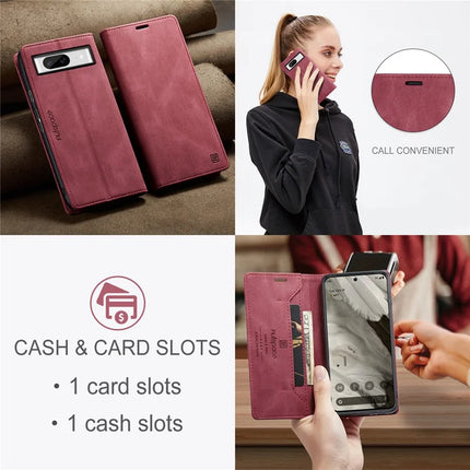 For Google Pixel 8 Wallet Case AUTSPACE A01 Leather Stand Cover with RFID Blocking Card Holder