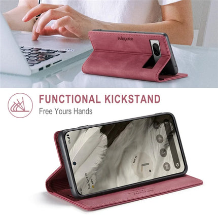 For Google Pixel 8 Wallet Case AUTSPACE A01 Leather Stand Cover with RFID Blocking Card Holder