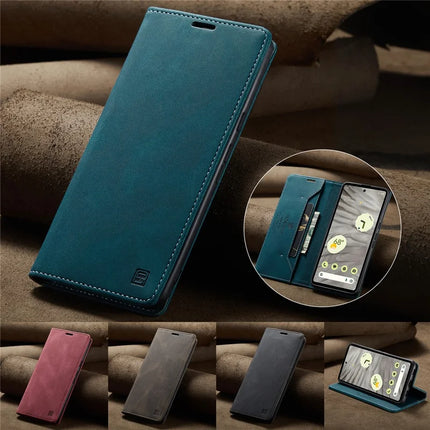 For Google Pixel 7a Wallet Case AUTSPACE A01 Leather Stand Cover with RFID Blocking Card Holder