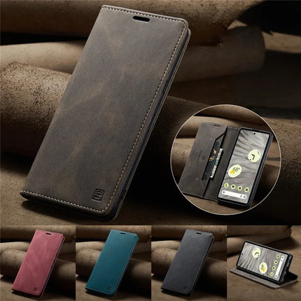 For Google Pixel 7a Wallet Case AUTSPACE A01 Leather Stand Cover with RFID Blocking Card Holder