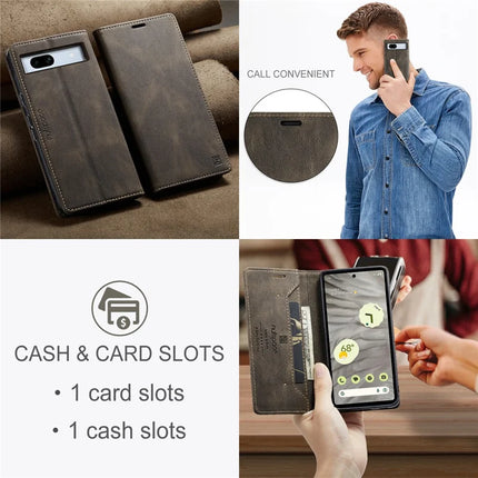 For Google Pixel 7a Wallet Case AUTSPACE A01 Leather Stand Cover with RFID Blocking Card Holder