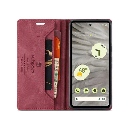 For Google Pixel 7a Wallet Case AUTSPACE A01 Leather Stand Cover with RFID Blocking Card Holder