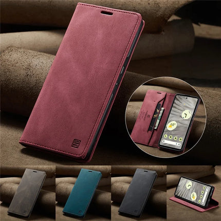 For Google Pixel 7a Wallet Case AUTSPACE A01 Leather Stand Cover with RFID Blocking Card Holder
