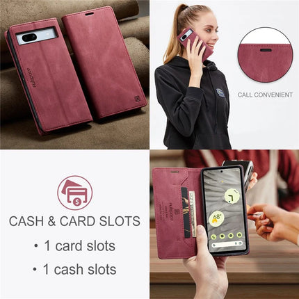 For Google Pixel 7a Wallet Case AUTSPACE A01 Leather Stand Cover with RFID Blocking Card Holder