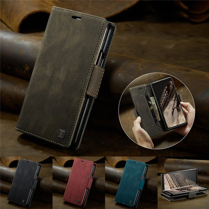 For Google Pixel Fold Wallet Case AUTSPACE A01 Leather Stand Cover with RFID Blocking Card Holder