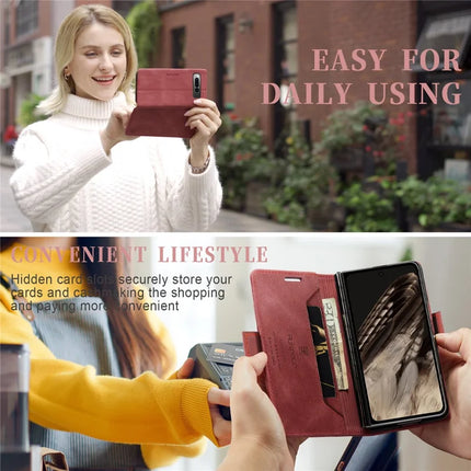 For Google Pixel Fold Wallet Case AUTSPACE A01 Leather Stand Cover with RFID Blocking Card Holder