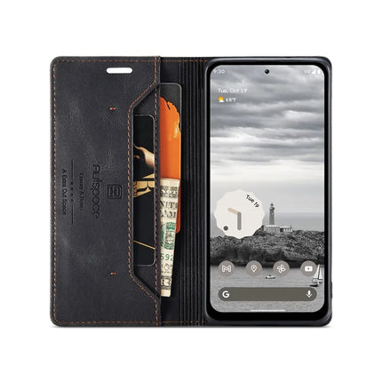 For Google Pixel 8a Wallet Case AUTSPACE A01 Leather Stand Cover with RFID Blocking Card Holder