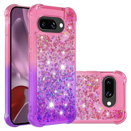 For Google Pixel 9a TPU Case Gradient Quicksand Phone Back Cover - Pink+Purple