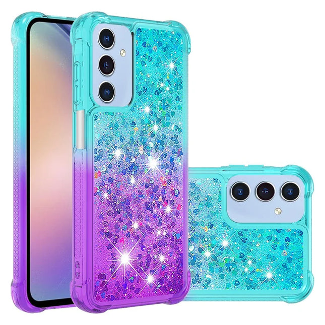 For Samsung Galaxy A26 5G TPU Case Gradient Quicksand Phone Back Cover - Sky Blue+Purple