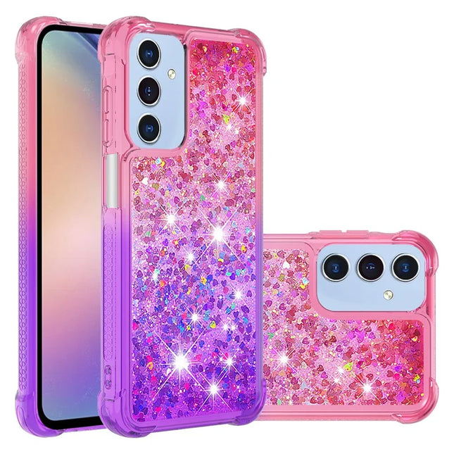 For Samsung Galaxy A26 5G TPU Case Gradient Quicksand Phone Back Cover - Pink+Purple