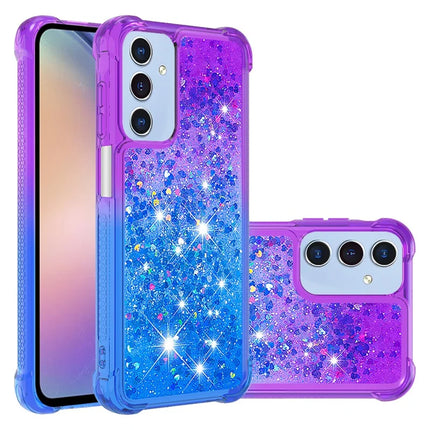 For Samsung Galaxy A26 5G TPU Case Gradient Quicksand Phone Back Cover - Purple+Sky Blue