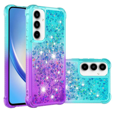For Samsung Galaxy A56 5G TPU Case Gradient Quicksand Phone Back Cover - Sky Blue+Purple