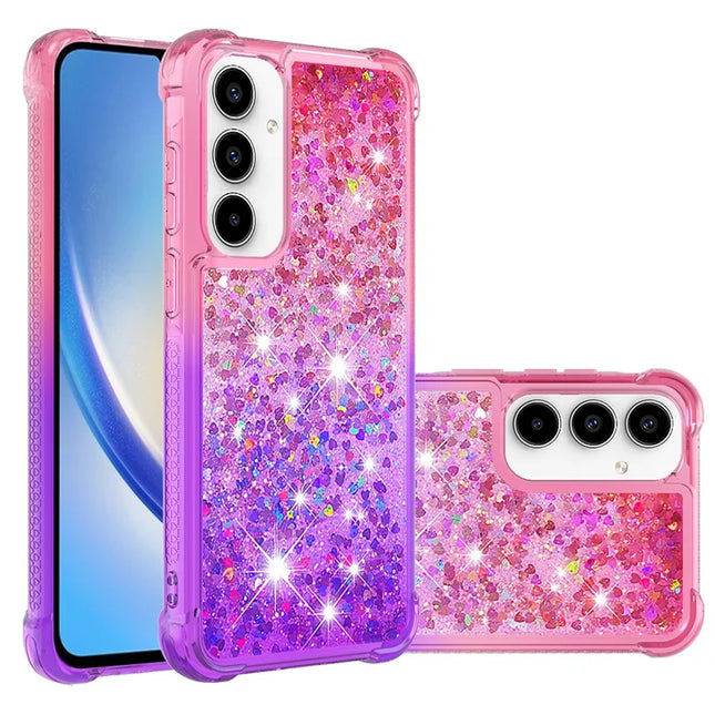 For Samsung Galaxy A56 5G TPU Case Gradient Quicksand Phone Back Cover - Pink+Purple