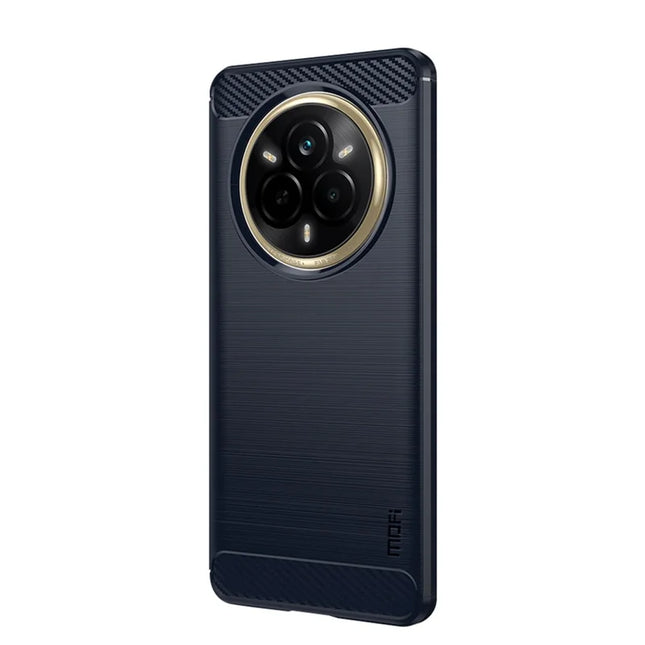 For Realme 14 Pro 5G Back Cover MOFI Brushed Texture Carbon Fiber Soft TPU Case - Blue