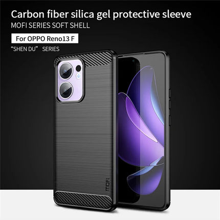For Oppo Reno13 F 4G / Oppo Reno13 F 5G Back Cover MOFI Brushed Texture Carbon Fiber Soft TPU Case