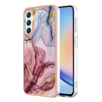 For Samsung Galaxy A26 5G TPU Case Marble Pattern 2.0mm Electroplating Phone Back Cover - Rose Gold