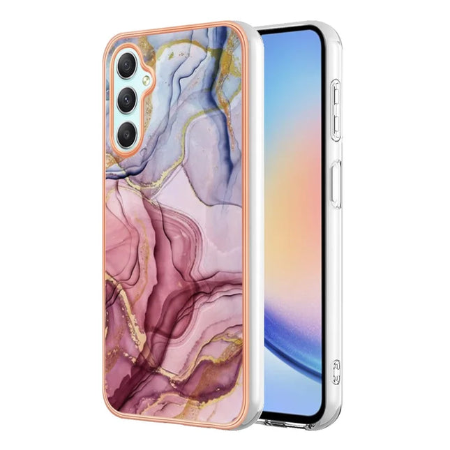 For Samsung Galaxy A26 5G TPU Case Marble Pattern 2.0mm Electroplating Phone Back Cover - Rose Gold