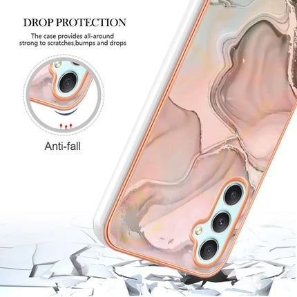 For Samsung Galaxy A26 5G TPU Case Marble Pattern 2.0mm Electroplating Phone Back Cover
