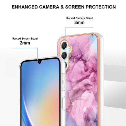 For Samsung Galaxy A26 5G TPU Case Marble Pattern 2.0mm Electroplating Phone Back Cover