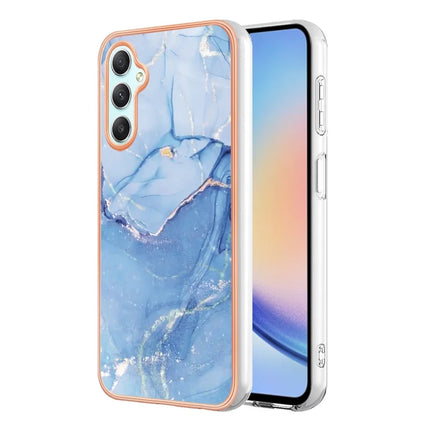 For Samsung Galaxy A26 5G TPU Case Marble Pattern 2.0mm Electroplating Phone Back Cover - Blue