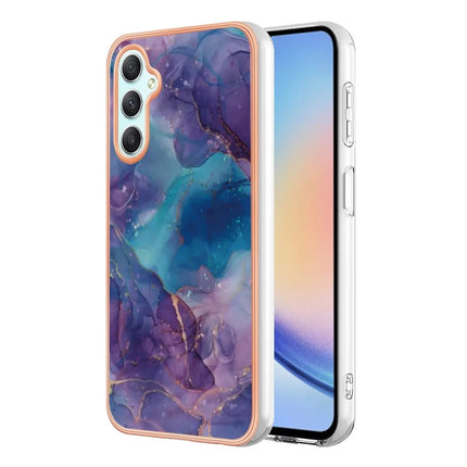 For Samsung Galaxy A26 5G TPU Case Marble Pattern 2.0mm Electroplating Phone Back Cover - Purple