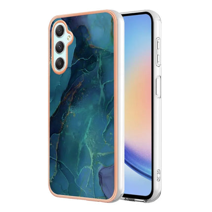 For Samsung Galaxy A26 5G TPU Case Marble Pattern 2.0mm Electroplating Phone Back Cover - Green