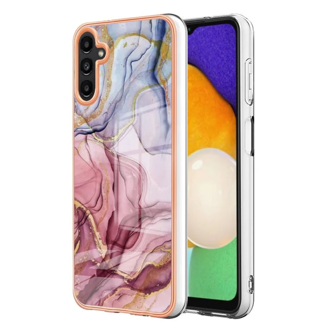 For Samsung Galaxy A36 5G TPU Case Marble Pattern 2.0mm Electroplating Phone Back Cover - Rose Gold