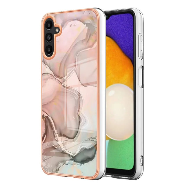 For Samsung Galaxy A36 5G TPU Case Marble Pattern 2.0mm Electroplating Phone Back Cover - Pink
