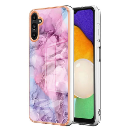 For Samsung Galaxy A36 5G TPU Case Marble Pattern 2.0mm Electroplating Phone Back Cover - Rose