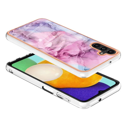 For Samsung Galaxy A36 5G TPU Case Marble Pattern 2.0mm Electroplating Phone Back Cover